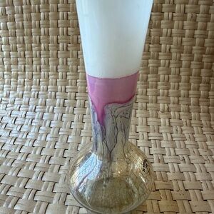 Simeon Vase Hand Painted Elegant White and Pink Glass Israel